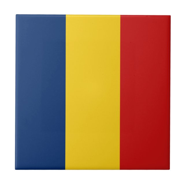 Azulejo Cerámico de la Bandera de Chad (Frente)