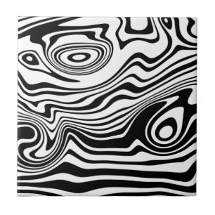 Azulejo Cerámico de Líneas Negras y Blancas Ondula