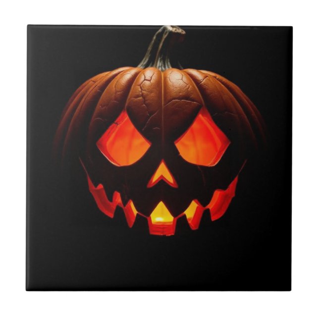 Azulejo Cerámico de Linterna Real de Halloween (Frente)