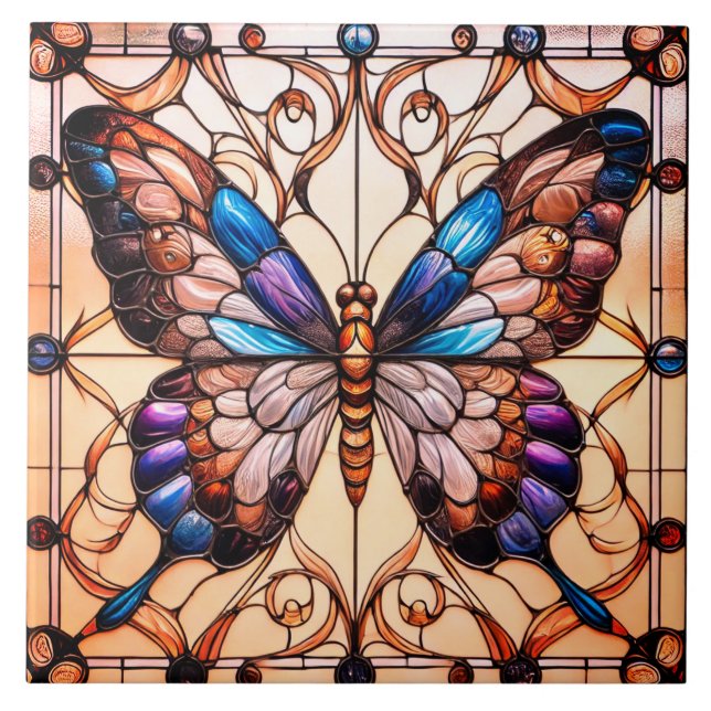 Azulejo Cerámico de Mariposa (Frente)