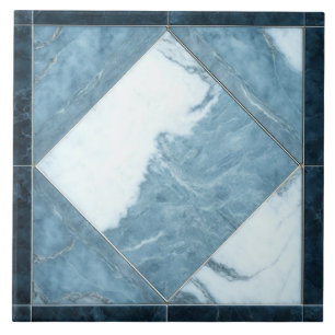 Azulejo Cerámico de Mármol Blanco Azul Elegante In