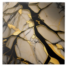 Azulejo Cerámico de Mármol Dorado con Venas Crista