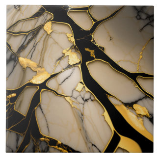 Azulejo Cerámico de Mármol Dorado con Venas Crista