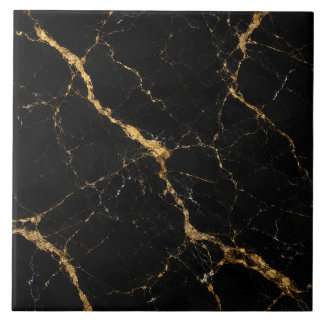 Azulejo Cerámico de Mármol Negro Oro Portoro de Lu