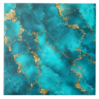 Azulejo Cerámico de Mármol Turquesa de Lujo