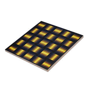 Azulejo Cerámico de Oro en Rejilla Negra