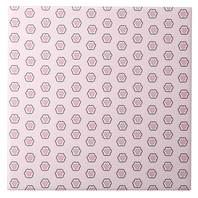 Azulejo Cerámico de Pata de Gato Rosa Lindo (Frente)