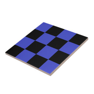 Azulejo Cerámico de Patrón de Cuadros Negro y Azul