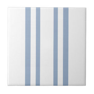 Azulejo Cerámico de Raya Azul y Blanca