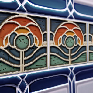 Azulejo Cerámico de Rosa Art Nouveau Mackintosh