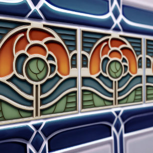 Azulejo Cerámico de Rosa Mackintosh Art Nouveau