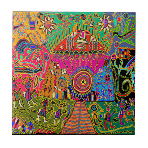 Azulejo Cerámico De Sueños De Peyote Chamánico