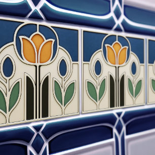 Azulejo Cerámico de Tulipán Art Nouveau Elegante
