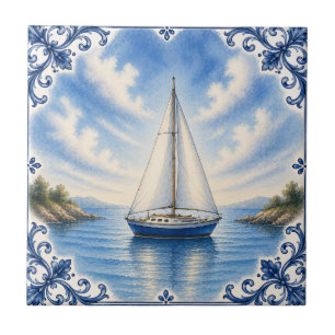 Azulejo Cerámico de Velero Náutico