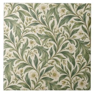 Azulejo Cerámico de Vid Antigua Verde Salvia Botán