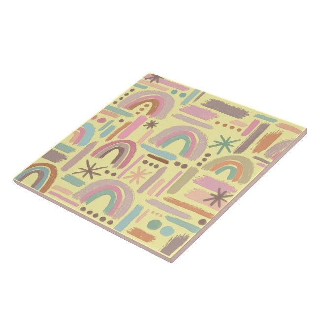 Azulejo Cerámico Decorativo Arcoíris Retro Boho (Lado)