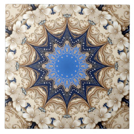 Azulejo Cerámico Decorativo Azul Oro