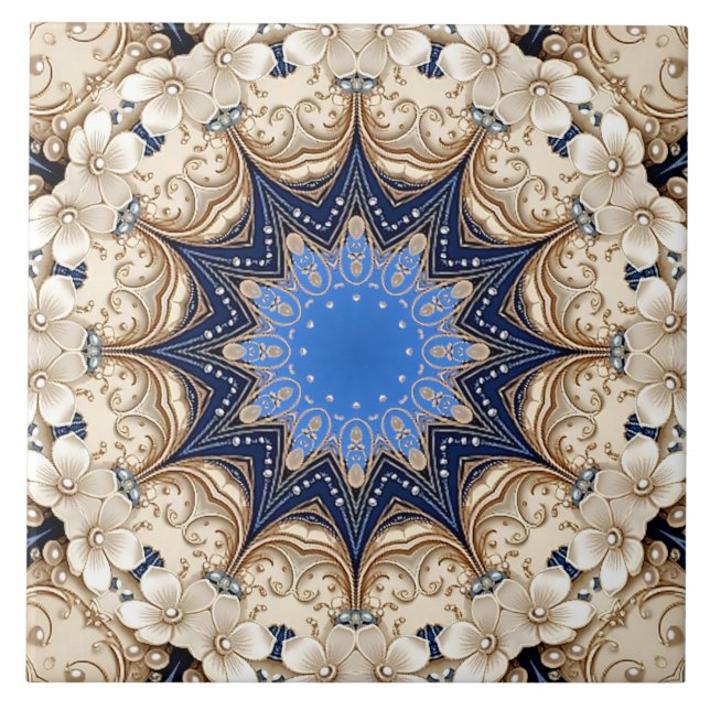 Azulejo Cerámico Decorativo Azul Oro (Frente)