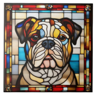 Azulejo Cerámico Decorativo de Bulldog Adorable