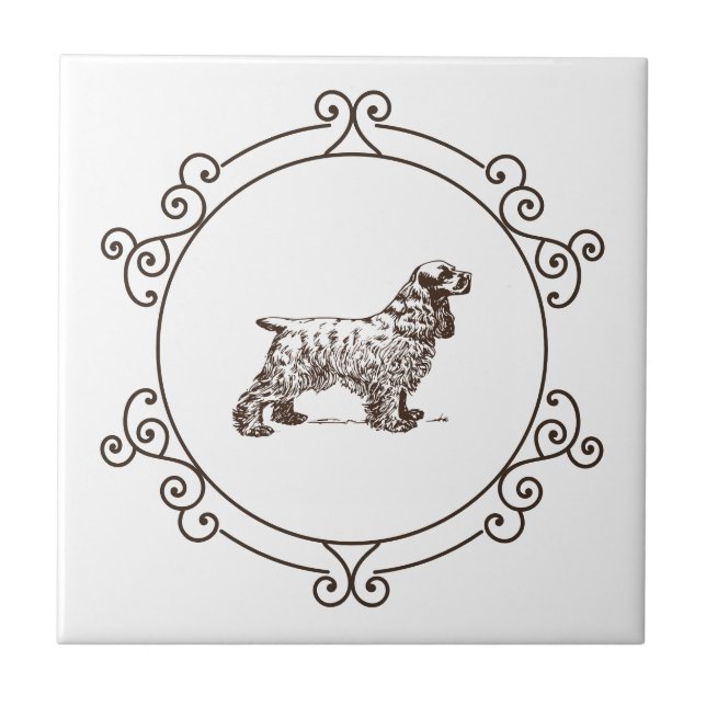 Azulejo Cerámico Decorativo de Cocker Spaniel (Frente)