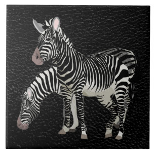 Azulejo Cerámico Decorativo de Cuero Negro con Ceb