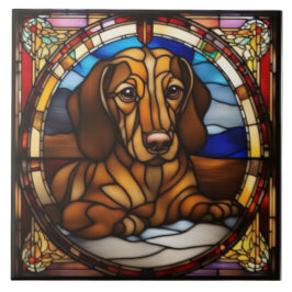 Azulejo Cerámico Decorativo de Dachshund Adorable