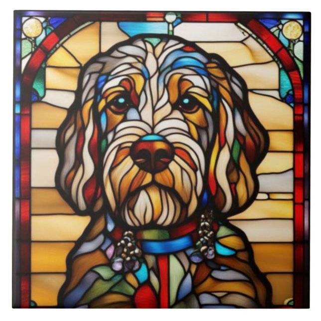 Azulejo Cerámico Decorativo de Labradoodle Adorabl (Frente)