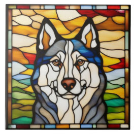 Azulejo Cerámico Decorativo de Malamute Adorable