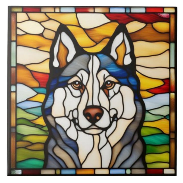 Azulejo Cerámico Decorativo de Malamute Adorable (Frente)