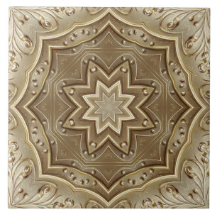 Azulejo Cerámico Decorativo de Oro