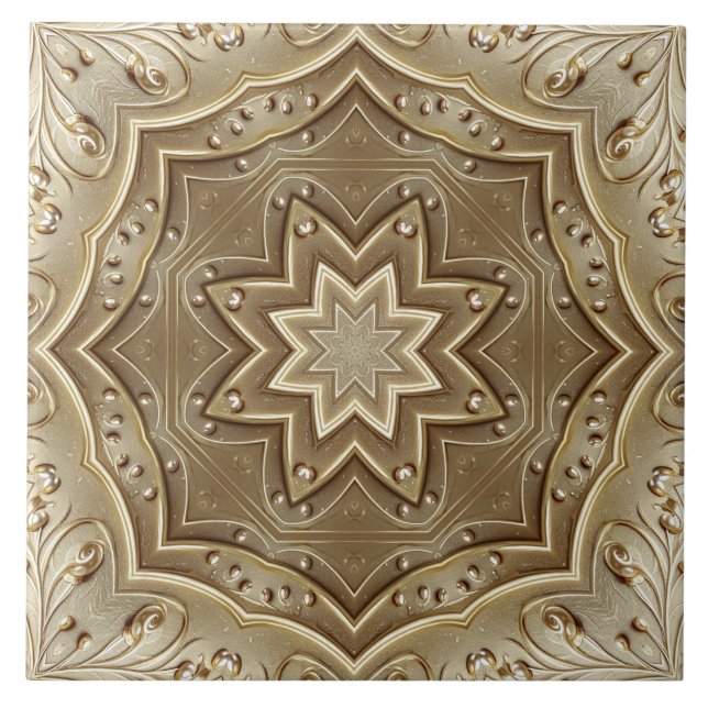 Azulejo Cerámico Decorativo de Oro (Frente)