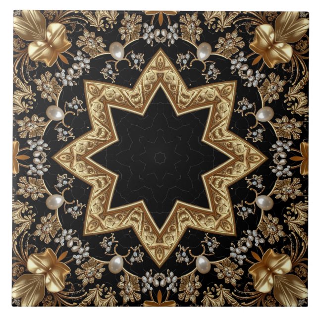 Azulejo Cerámico Decorativo de Oro (Frente)