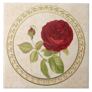 Azulejo Cerámico Decorativo de Rosa Vintage