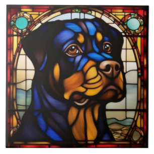 Azulejo Cerámico Decorativo de Rottweiler Adorable