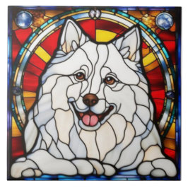 Azulejo Cerámico Decorativo de Samoyed Adorable