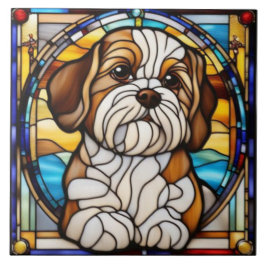 Azulejo Cerámico Decorativo de Shih Tzu Adorable