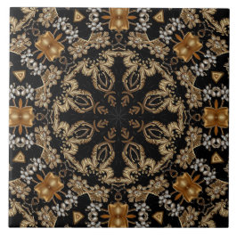 Azulejo Cerámico Decorativo Dorado
