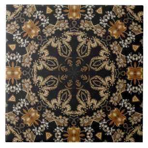 Azulejo Cerámico Decorativo Dorado
