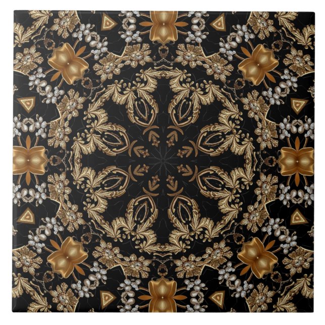 Azulejo Cerámico Decorativo Dorado (Frente)