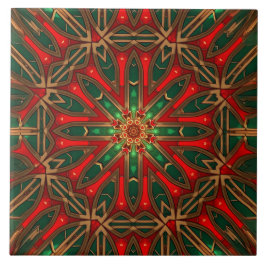 Azulejo Cerámico Decorativo Rojo Verde