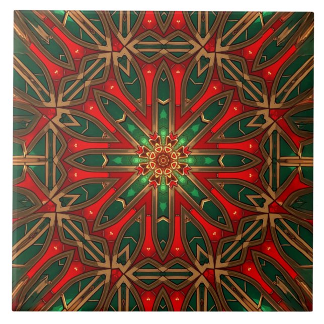 Azulejo Cerámico Decorativo Rojo Verde (Frente)