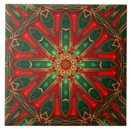 Azulejo Cerámico Decorativo Rojo Verde