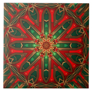 Azulejo Cerámico Decorativo Rojo Verde