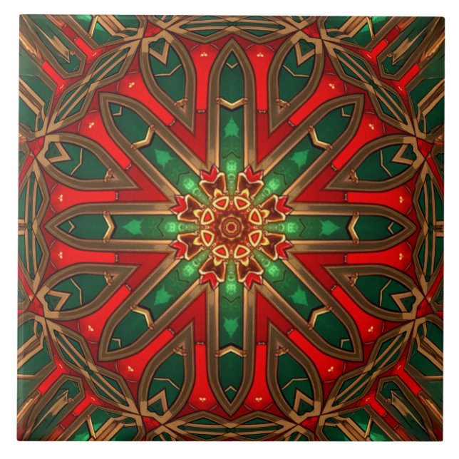 Azulejo Cerámico Decorativo Rojo Verde (Frente)