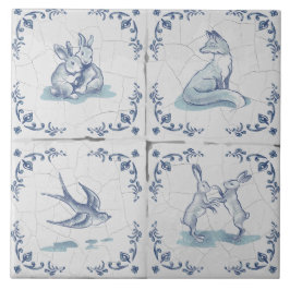 Azulejo Cerámico Delft Salvamanteles Animales del