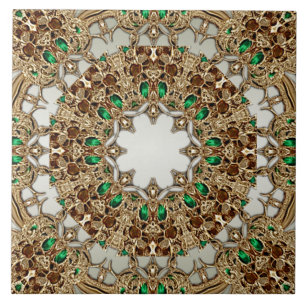 Azulejo Cerámico Dorado Elegante Ornamental