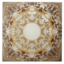 Azulejo Cerámico Dorado Ornamentado