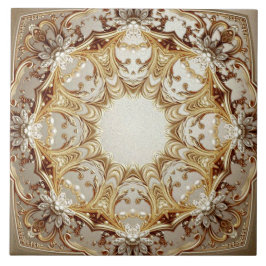 Azulejo Cerámico Dorado Ornamentado