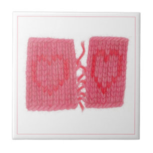Azulejo Cerámico DOS CORAZONES TRICOTADOS 4,25"