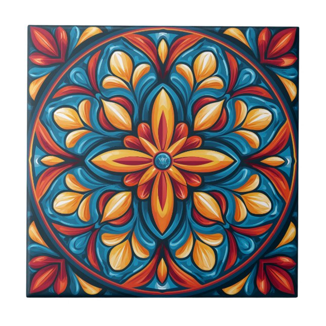 Azulejo Cerámico Estilo Talavera Mexicana (Frente)